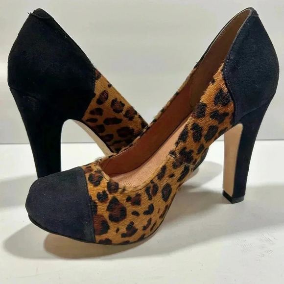 NEW!CorsocComo-Leopard cow hair, suede heel pumps size 8 - Picture 1 of 14
